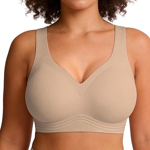 Sujetador deportivo sin costuras transpirable de talla grande para mujer, espalda cruzada, copa completa, sin aros, de Spandex/Nylon sólido, con tirantes ajustables y convertibles - Product Image 6
