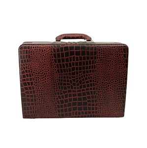Porte-documents de luxe pour femme en cuir véritable imprimé crocodile, avec logo personnalisé, fabrication directe, avec serrures, poignée de voyage, coffret cadeau - Product Image 1