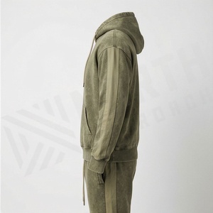 Custom Logo Streetwear Puff Print Acid Wash Flared Sweat Suit <b>Distressed</b> Embroidery Patch Sweatsuits Tracksuit For Men - Product Image 3
