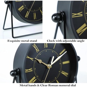 Modern Black Metal <b>Clock</b> Elegant Home Display <b>Clock</b> <b>Table</b> <b>Clock</b> Minimal Design For Stylish Interior Handcrafted From India - Product Image 4