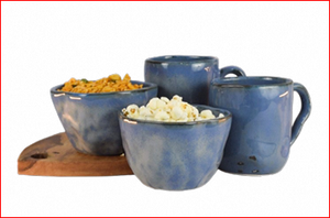 Tasses et bols en grès, Bol en porcelaine émaillée bleue, Bol de service en céramique, Tasse à collation créative émaillée pour la cuisine et la salle à manger - Product Image 4
