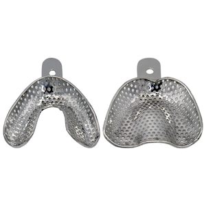 Juego Profesional de Bandejas Metálicas para Impresiones Dentales |   Bandejas Dentales Perforadas de Acero Inoxidable Extra Grandes, Par Superior e Inferior - Product Image 4