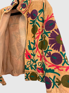 Hand Embroidered Floral Jacket Full Sleeve Stand Collar Cotton Adult Autumn Wear Prairie Chic Style - Product Image 4