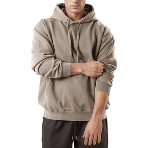 Sweat à capuche 100 % coton délavé à l'acide, double manches, style streetwear, effet soleil éclairé, en molleton bouclette pour garçons, impression numérique, collection hiver - Product Image 1