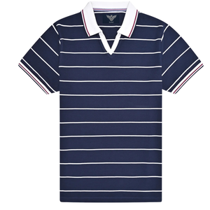 Mens Striped Jersey for Shirt Short Sleeve Casual Breathable Soft Lightweight <b>Classic</b> Collar Summer Smart Quick Dry Cotton Top - Product Image 1