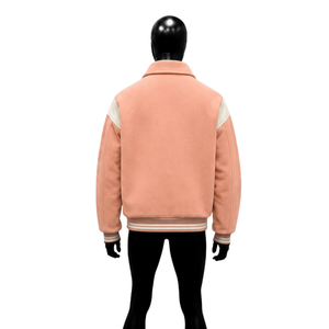 Chaqueta Varsity Moderna Color Durazno para Hombre, Chaqueta de Moda Urbana de Alta Calidad, Estilo Universitario Moderno, Lujosa, Casual y Deportiva - Product Image 2