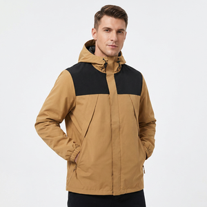 Men's Hooded <b>Waterproof</b> <b>Canvas</b> Bomber Jacket Formal Color Blocking Design Autumn Outdoor Wear Quick Dry Breathable Polyester - Product Image 6