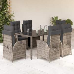 Conjunto de Comedor de Jardín Grande de Ratán Sintético Gris - Product Image 1