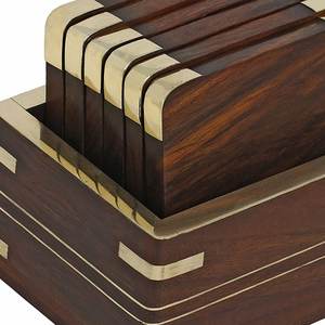 Wooden <b>Drink</b> <b>Coasters</b> with Holder Durable Wood Table <b>Coasters</b> for Tea Cups Coffee Mugs Beer Cans Water Glasses - Product Image 5