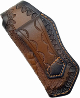 Couteau pliant artisanal en cuir avec poignée en bois, lame durable, étui en cuir, article de collection, cadeau, utilitaire extérieur