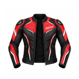 Chaqueta de Cuero Personalizada para Motociclismo de Carreras, con Protección en Hombros y Codos, Cintura Ajustable, Paneles Perforados, Ignífuga - Product Image 1