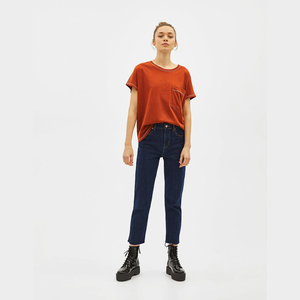 Camiseta de Cuello Redondo para Mujer, 100% Algodón, Secado Rápido, con Apliques, Transpirable, Suave, Manga Corta, Informal, Verano, Venta al Por Mayor para Exportación - Product Image 3