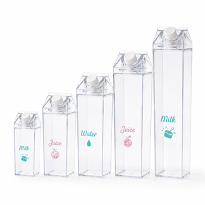 Botella de Agua de Plástico PET Transparente en Forma de Cartón de Leche, 250ml 500ml 750ml 1000ml, con Tapa de Rosca Blanca, para Jugo, Leche, Té, Vietnam - Product Image 1