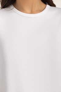 Camiseta de Verano para Mujer, de Algodón, Manga Corta, Cuello Redondo, Color Sólido, Corte Ajustado, Informal, Básica - Product Image 4