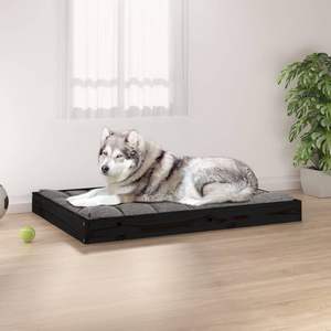 Lit pour chien en bois de pin massif durable, noir, 40,0 x 29,1 x 3,5 pouces, pour animaux de compagnie - Product Image 1