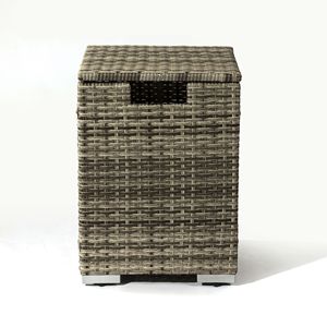 Tavolo con Braciere in Rattan Beige con Porta Bombola e Piano in Piastrelle di Ceramica - Product Image 2