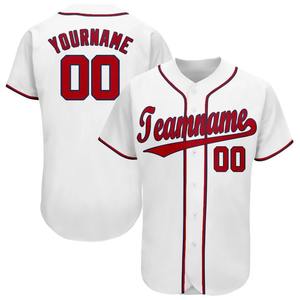 Camiseta de Béisbol Personalizada Blanca, Roja y Azul Marino, Uniforme Deportivo de Equipo, Transpirable, de Poliéster, con Botones, para Hombre - Product Image 1