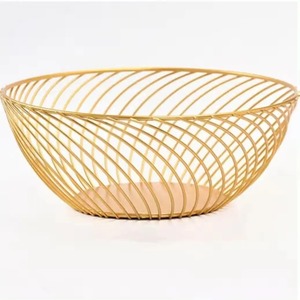 <b>Small</b> Round Iron Wire Modern Food Container Kitchen Storage Metal Mesh Bowl with Customized Capacity for Bread Food Organization - Product Image 1
