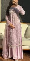 Ensemble Kurti et Palazzo en Tissu Brodé de Sequins Doux de Qualité Supérieure avec Dupatta en Dentelle Fantaisie – Collection de Tenues Élégantes pour Fêtes et Mariages