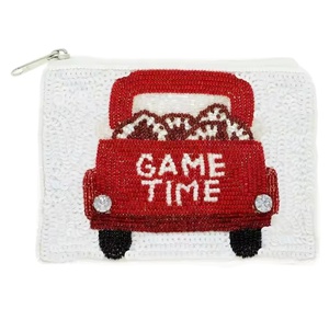 Porte-monnaie brodé à la main personnalisé avec perles classiques, motif dessin animé, pochette multicolore, porte-clés en perles de verre, sac à fermeture éclair - F - Product Image 1