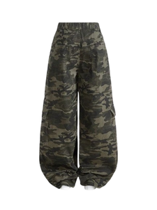 Pantalon cargo camouflage taille haute pour femme, coupe ample, longueur intégrale, en toile, style décontracté avec poches, fermeture boutonnée, idéal pour le printemps - Product Image 6