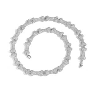 Mens Lab Grown Diamond 925 Silver Bone Link <b>Chain</b> <b>Necklace</b> Iced Skull Style Statement Streetwear Luxury Gift Bold Pendant <b>Chain</b> - Product Image 6