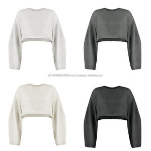 Pull court en coton vintage lavé pour femmes, sweat-shirt court à capuche - Product Image 2