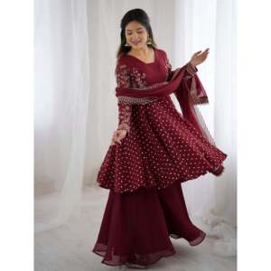 Embroidered Sequence Work Party Wear <b>Top</b>-Bottom and Dupatta Regional Clothing - Product Image 1