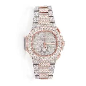 Montre de plongée mécanique pour homme, personnalisée, de haute qualité, entièrement sertie de pierres, résistante à l'eau, avec testeur de moissanite et de diamants - Product Image 3