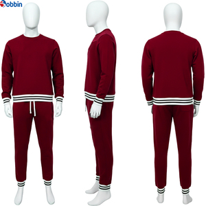 Top Trend Men's Heavyweight Customized Sports Suit Blue Cotton Tracksuit Full Sleeve Crew Neck Solid Color Jogging <b>Set</b> 2 1 - Product Image 5