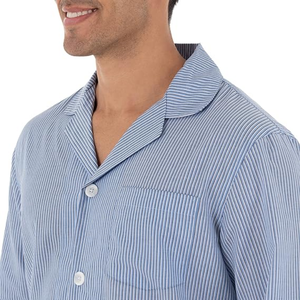Pyjama à revers gris clair uni pour hommes, en coton, à manches longues, doux, confortable, léger, vêtements de nuit pour hommes, vêtements de maison - Product Image 4