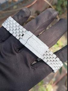 Montre personnalisée en acier inoxydable style pièce de monnaie, entièrement sertie de diamants Moissanite, cadran noir, date automatique, mouvement mécanique, unisexe - Product Image 5