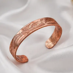 Decorative Luxury Copper Bangle Bracelet Handmade Adjustable Cuff Wrist Jewelry Personalized Traditional Artisan Fashion Gift - Product Image 2