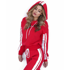 Women's Winter Fleece Tracksuit Breathable Wool Hoodie Set with Oversize <b>Crop</b> <b>Top</b> 2-Piece Hoodie Sweatshirt for Women - Product Image 2