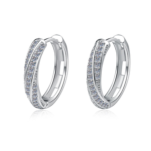 Pendientes de Aro de Plata con Moissanita, Elegantes Pendientes de Aro con Pavé, Joyería Fina de Lujo, Regalo para Mujer, Boda, Fiesta - Product Image 1