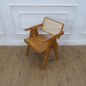 Teak Garden Chair Midcentury Modern <b>Outdoor</b> Wood Frame Tapered Leg Durable Armrests - Product Image 4