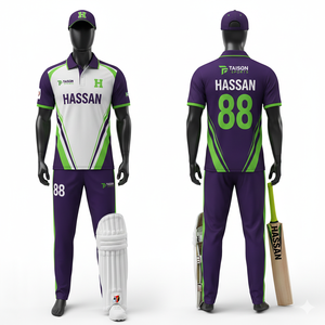 Uniforme de Cricket para Hombre, 180 GSM, Poliéster Interlock, Tejido Transpirable, Paneles Blancos, Grises y Verdes, Sublimación, Uniforme Personalizado - Product Image 2