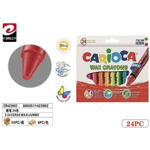 Carioca Wax Crayons 24 Colors Maxi Jumbo Washable Kids Art Supplies - Product Image 1