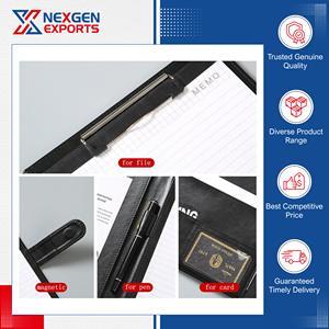 Fournisseur et exportateur de premier plan vendant des dossiers de présentation en cuir PU de qualité inégalée avec clip à un prix de marché impressionnant - Product Image 3