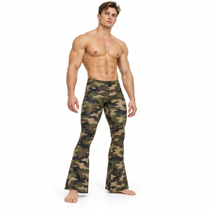 Men Yoga <b>Leggings</b> <b>High</b> <b>Waist</b> Camouflage Print <b>Flare</b> <b>Leggings</b> Spandex Polyester Full Length Sportswear Pants Men Compression Pant - Product Image 2
