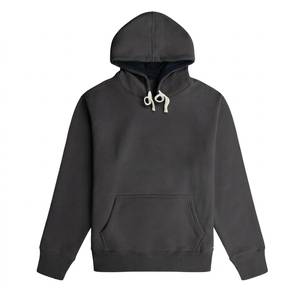 Sweat-shirt à capuche gris pour homme, 100% coton molletonné, coupe classique, pull décontracté avec poche avant, vêtement d'automne - Product Image 6