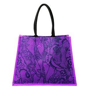 Sacs de plage biodégradables teints en jute écologique Style tendance Motif imprimé personnalisé Pas cher Coton Cordon Poignée Épaule Carry - Product Image 1