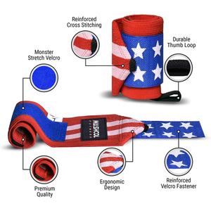 Venta al por mayor Unisex 80% Algodón 20% Goma Super Heavy Duty Gym Muñequeras Transpirable Power Lifting Support Straps con Thumb Loops - Product Image 2