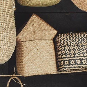 Square Seagrass <b>Basket</b> <b>with</b> <b>Lid</b> Handmade Storage <b>Basket</b> Wholesale eco-friendly Made Viet Nam - Product Image 6