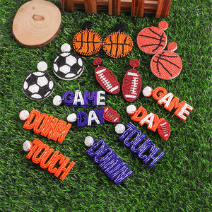 Boucles d'oreilles de football en perles de riz faites à la main, collection Jour de Match Sportif, par MD HANDICRAFTS - Product Image 6