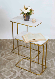 Modern <b>Marble</b> <b>Nesting</b> Side <b>Table</b> for Dining Tea Living Room Western Metal Logo Iron Built Directly Manufacturer for Hospitals - Product Image 4