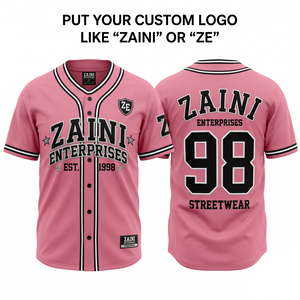 ZAINI เสื้อเบสบอลบุรุษ 180 GSM โพลีเอสเตอร์เกรดพรีเมียม ระบายอากาศได้ดี แห้งเร็ว แขนสั้น ทุกเพศ สีชมพู สีดำ สีขาว คอนทราสต์ - Product Image 1