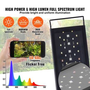 Lampada per Acquario a Spettro Completo 14W con Monitor LCD, Modalità RGB Naturale e Blu 24/7, Luminosità Regolabile, Timer per Vasche di Pesci, Supporto in Alluminio - Product Image 2