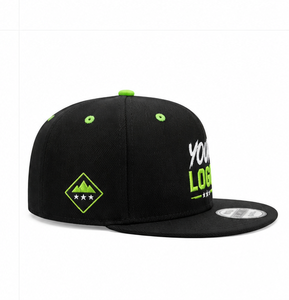 Casquette Snapback à visière plate avec logo personnalisé, broderie noire et verte sur le panneau avant, unisexe, réglable, 6 panneaux, casquette de baseball décontractée - Product Image 4