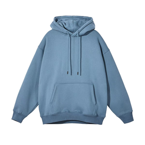 Sudadera con Capucha para Hombre, Azul Sólido, Resistente al Viento, 100% Algodón, Informal, de Felpa, Estilo Hip Hop, para Otoño - Product Image 5